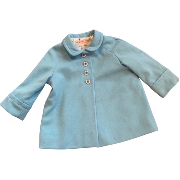 Vintage Handmade Pastel Powder Blue Long Line Fully Lined Jacket